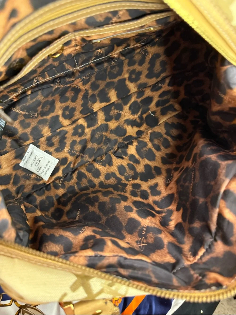 B. Makowsky  Beige Logo Satchel with Gold Accents